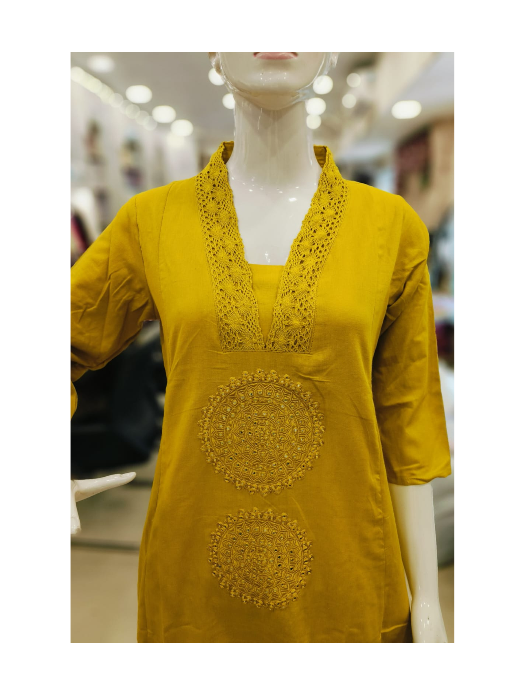 Mustard yellow flex cotton kurta set