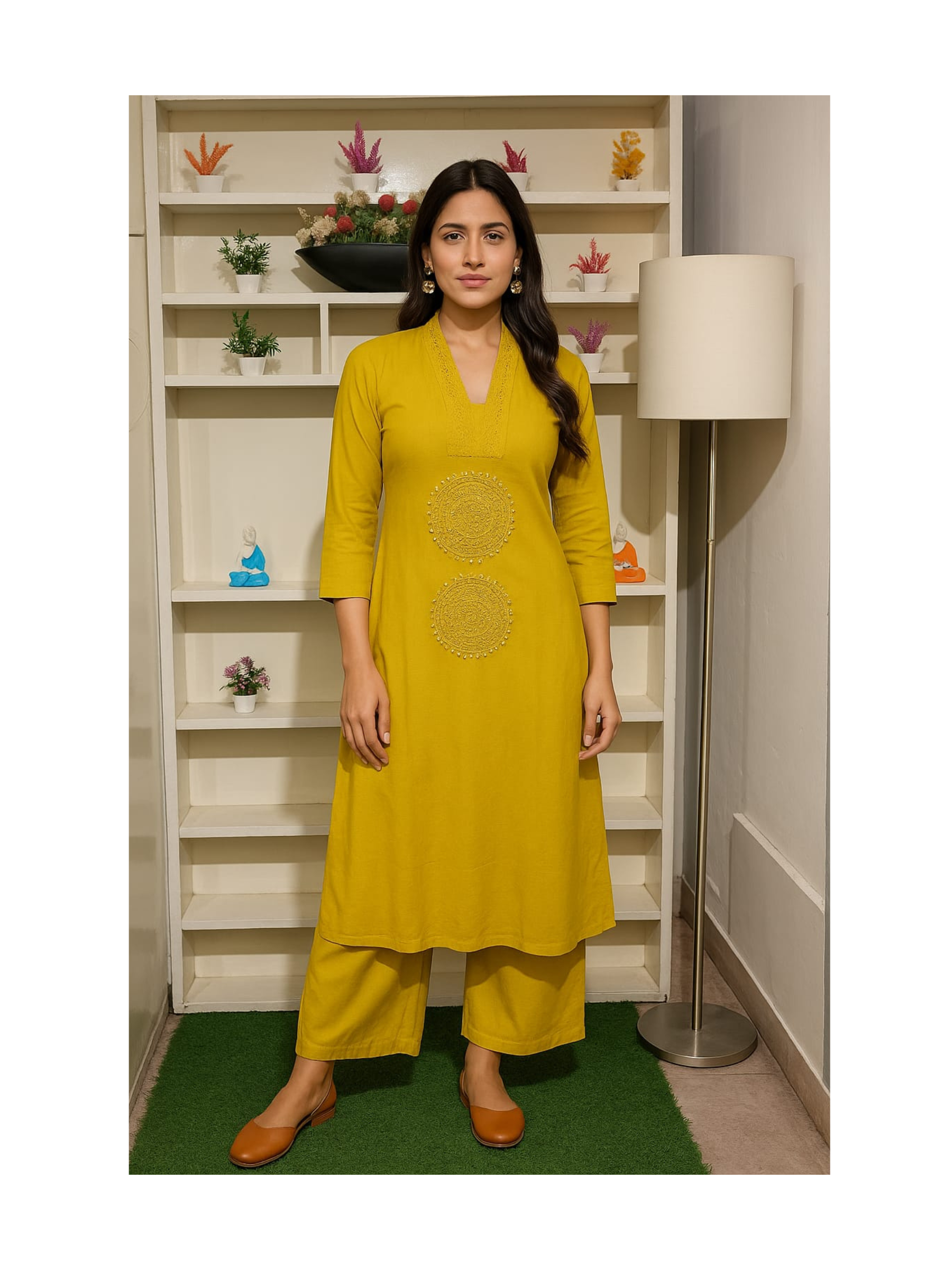 Mustard yellow flex cotton kurta set