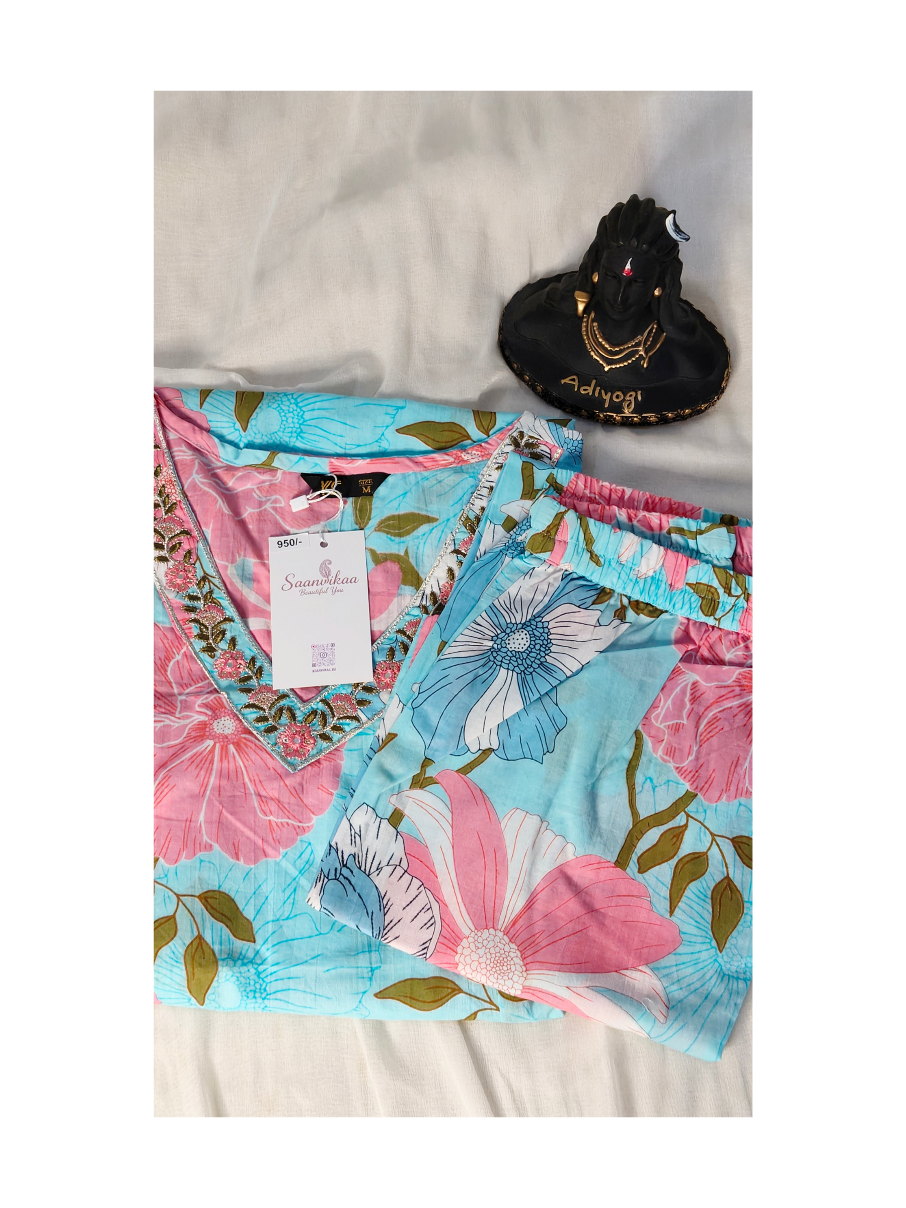 Sky blue Co-ord set with boot cut pant